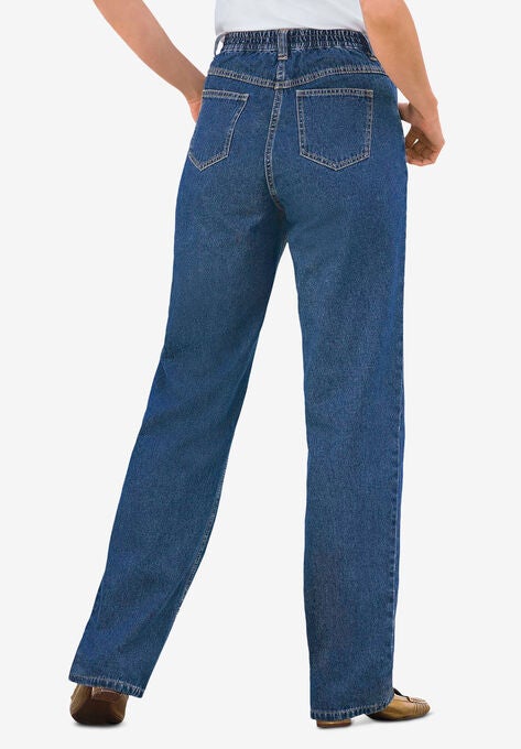 Back-Elastic Waist Perfect Jean, MEDIUM STONEWASH, hi-res image number null