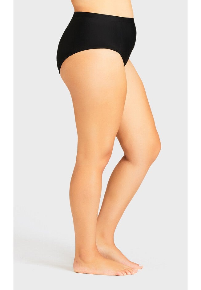 Knit High Waist Swim Brief, BLACK, alternate image number null