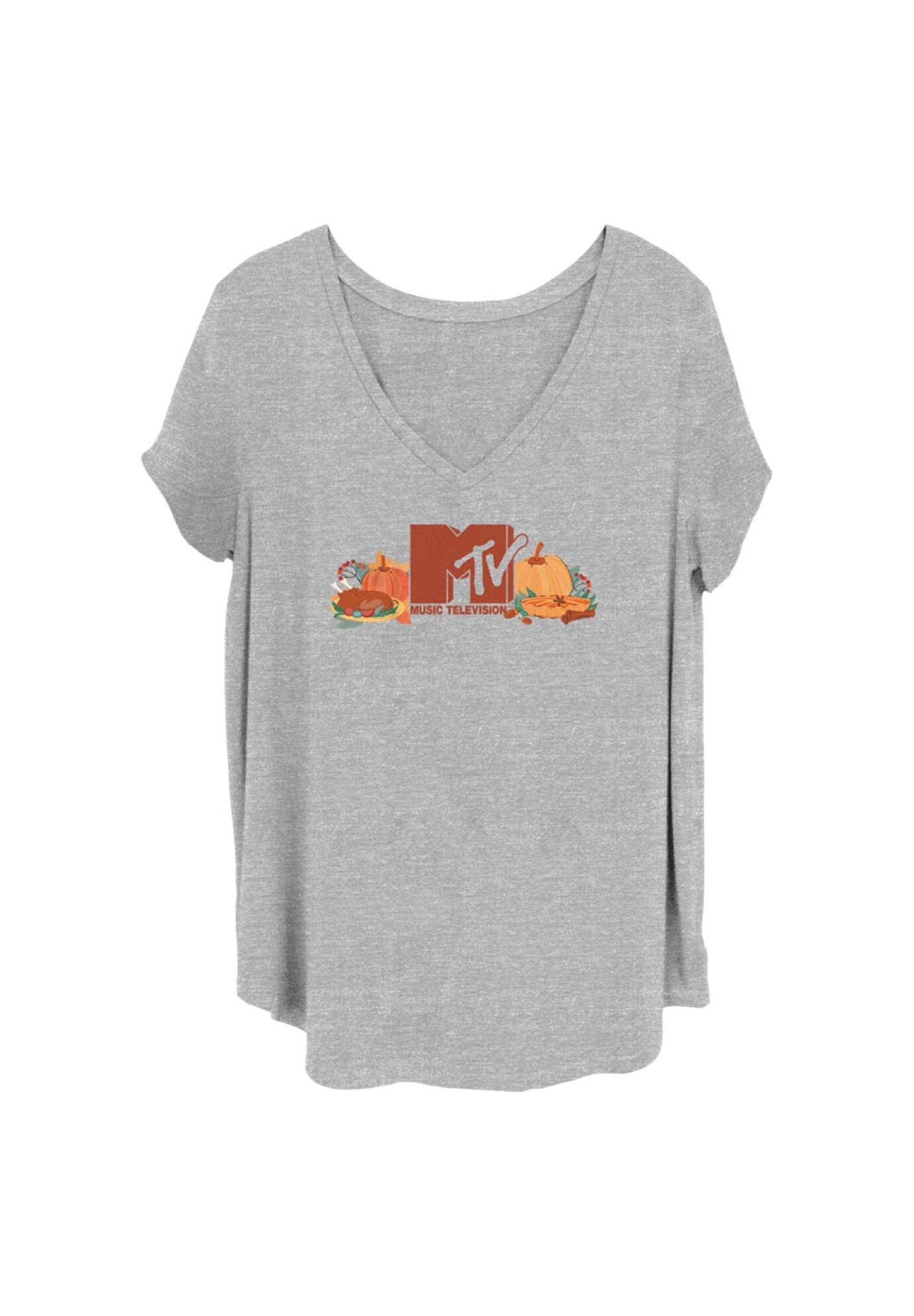 Thanks Dinner V-Neck T-Shirt, HEATHER GREY, hi-res image number 0