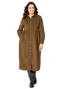 Button Front Corduroy Dress