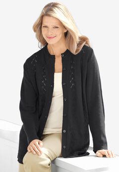 Long-Sleeve Pointelle Cardigan