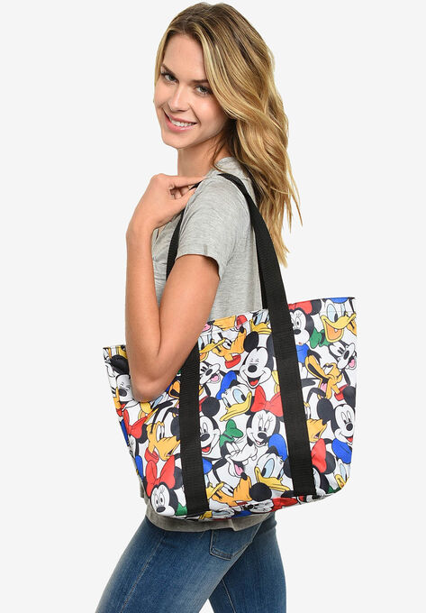 Disney Mickey Mouse Zippered Tote Bag Beach Bag, WHITE, hi-res image number null