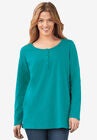 Perfect Long-Sleeve Henley Tee, WATERFALL, hi-res image number null
