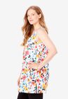 Perfect Printed Sleeveless Shirred U-Neck Tunic, , alternate image number null