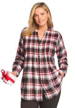Pintucked Flannel Shirt