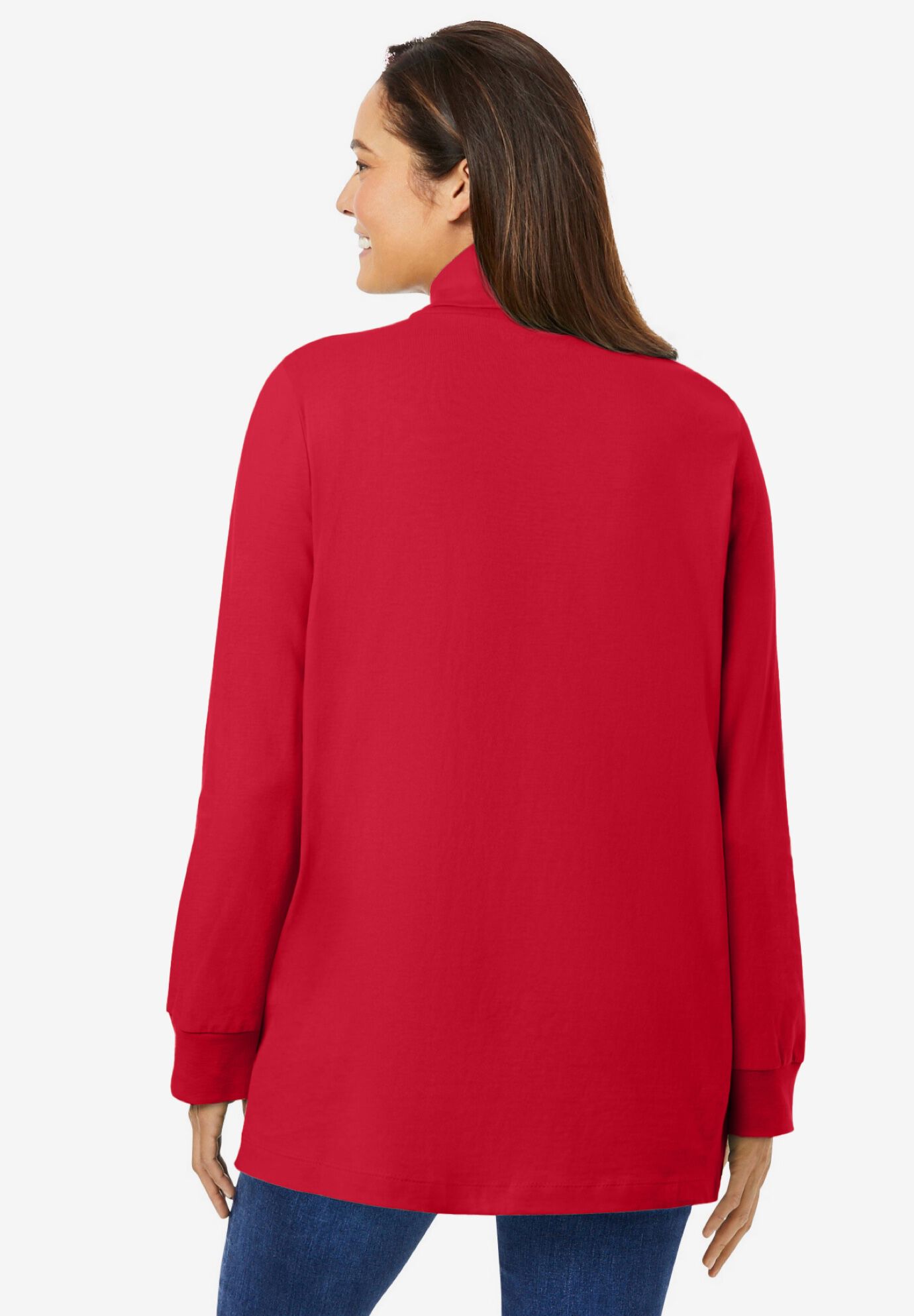 Perfect Long-Sleeve Turtleneck Tee, CLASSIC RED, on-hover image number 1