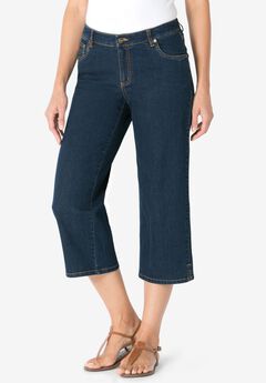 Stretch Denim Five-Pocket Capri Jeans