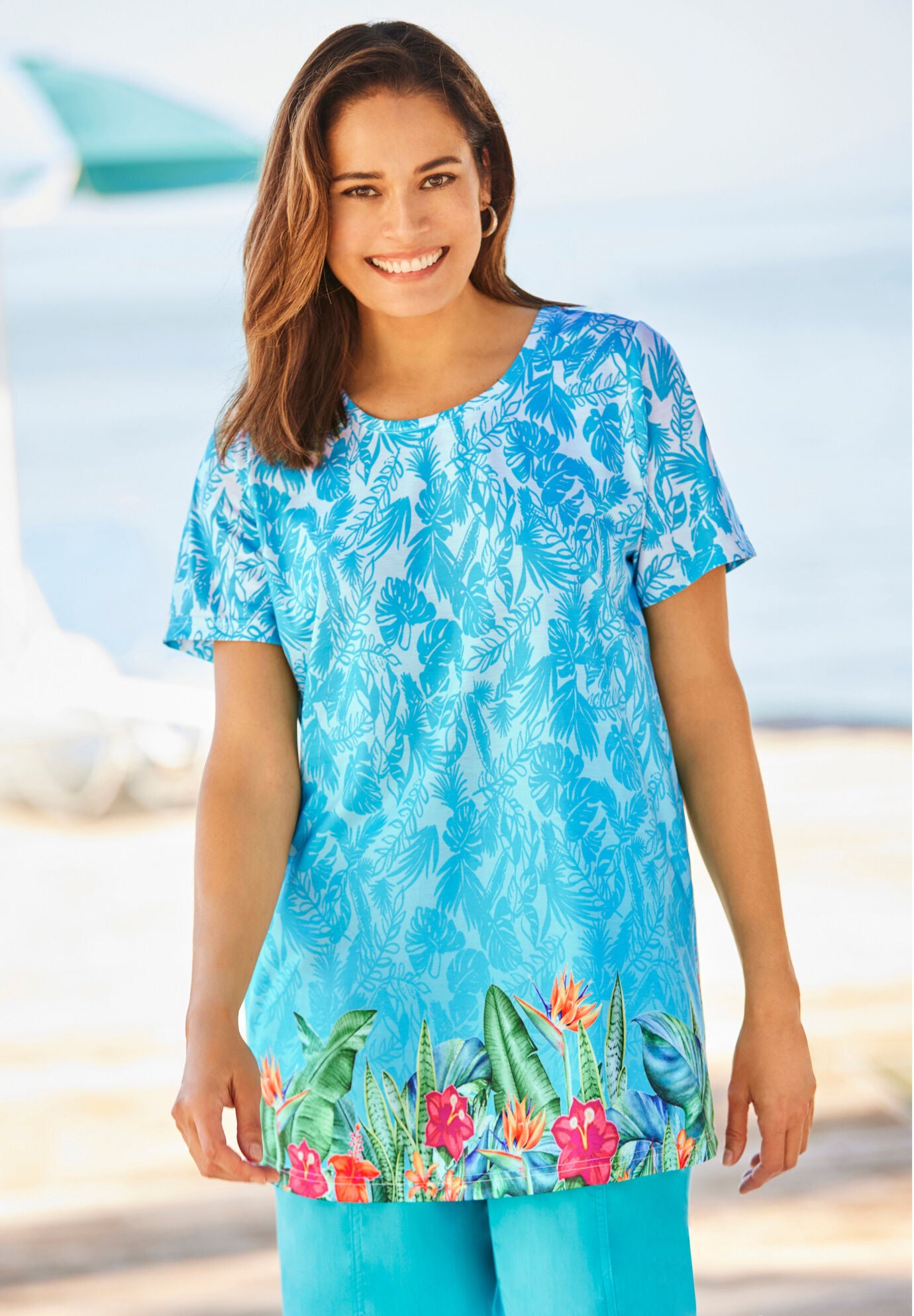 Short Sleeve Watercolor Tunic, , alternate image number 3