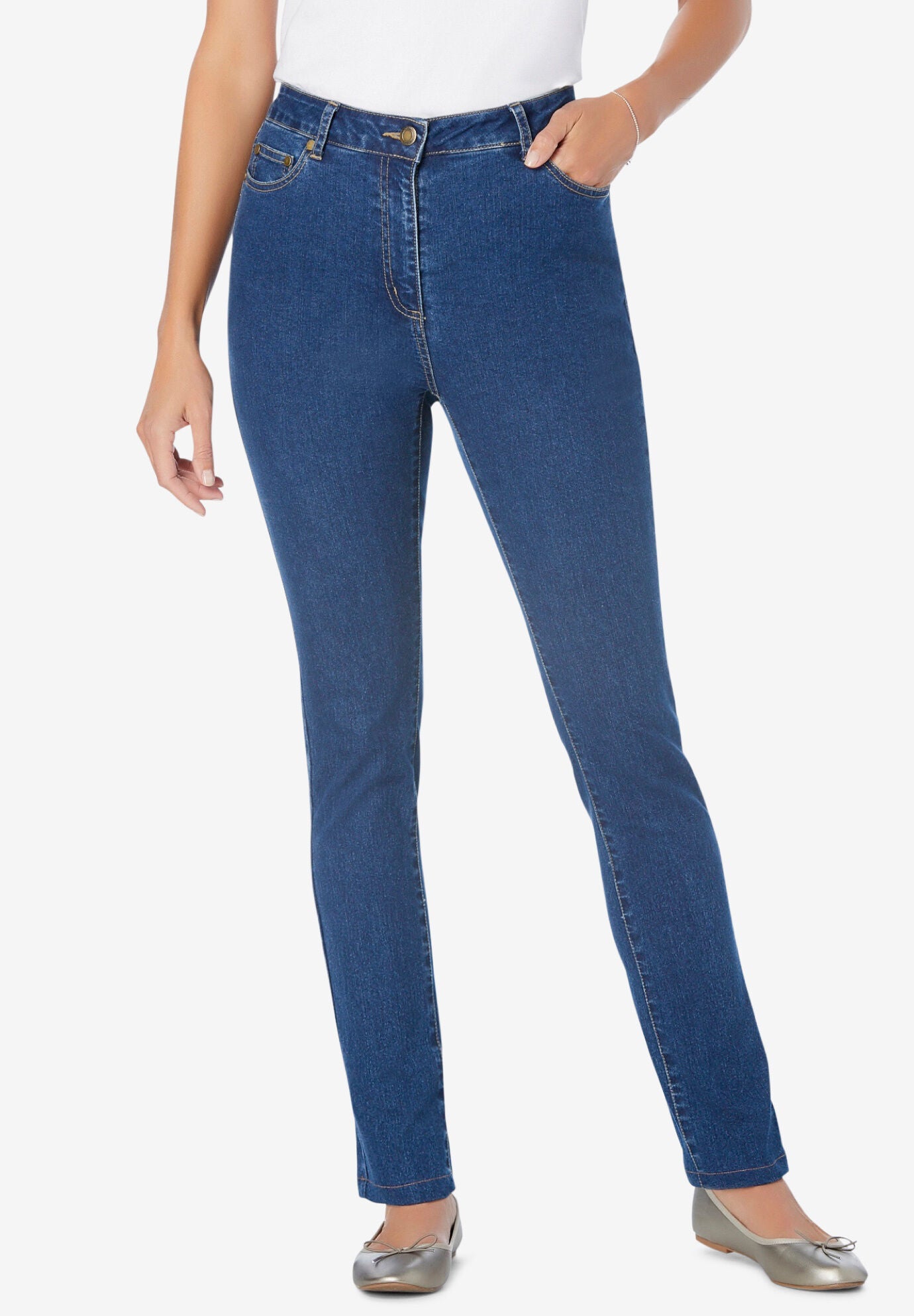 Woman within cheap elastic waist jeans