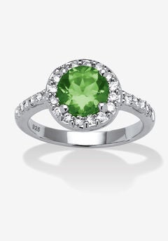 Sterling Silver Simulated Birthstone and Cubic Zirconia Ring