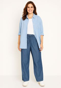 Drawstring Wide-Leg Denim Pant