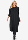 Thermal Knit Lace Bib Dress, BLACK, hi-res image number null