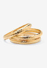 Goldtone Hammered 3-Piece Bracelet Set (11mm), 8.5", GOLD, hi-res image number null