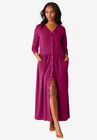 Long Snap-Front Knit Lounger , POMEGRANATE, hi-res image number null