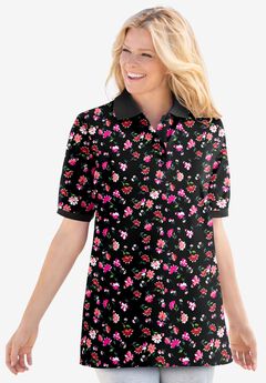 Elbow-Sleeve Polo Tunic