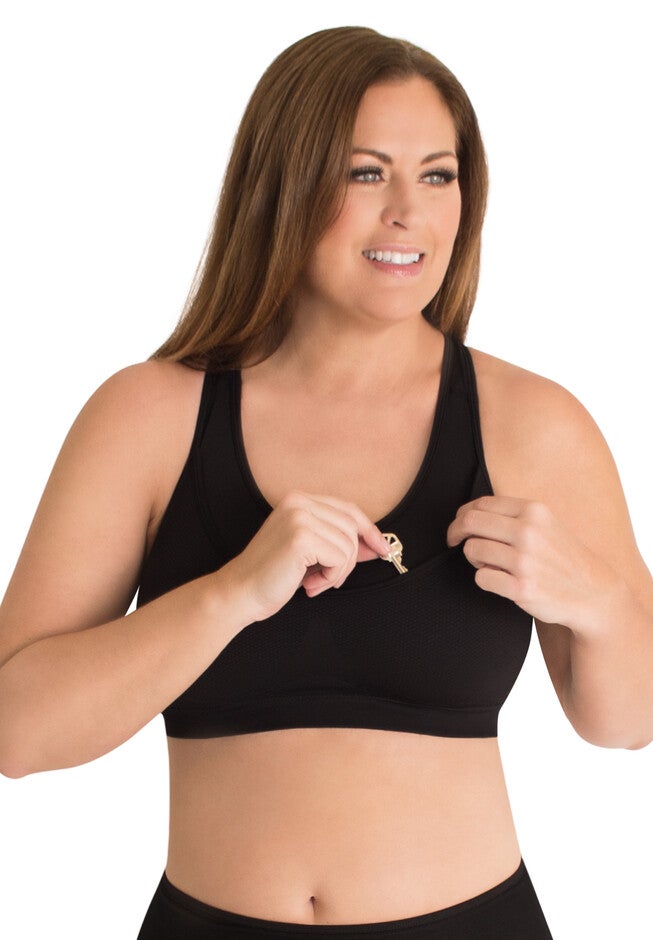The Simone - Double Layer Seamless Cool Sports Bra Bra, JET BLACK, hi-res image number 0