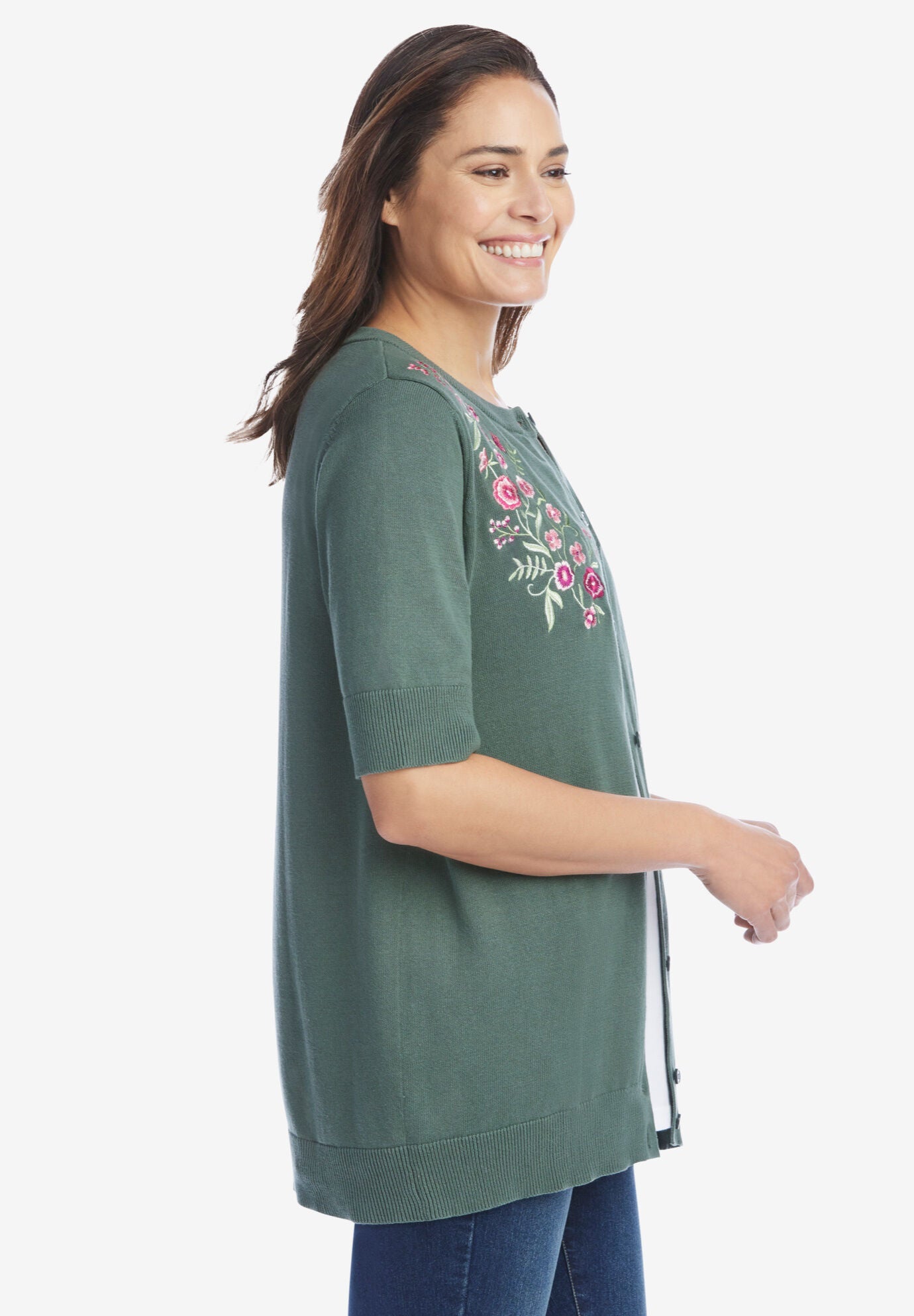 Elbow sleeve cardigan plus clearance size