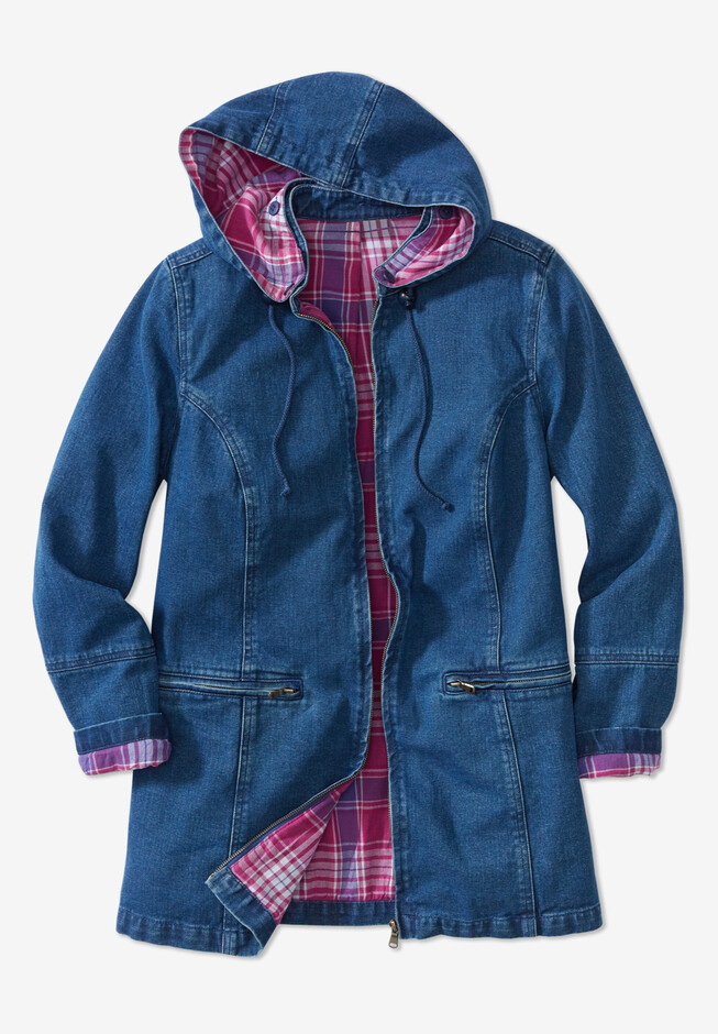 Flannel Lined Trucker Jacket - Medium Wash