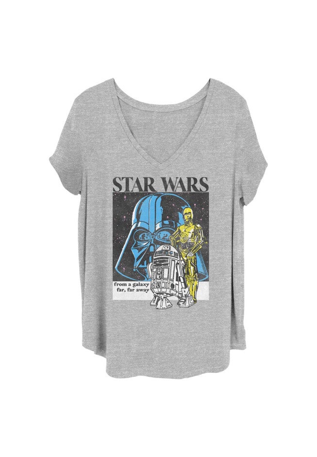 Galaxy Poster V-Neck T-Shirt, HEATHER GREY, hi-res image number 0