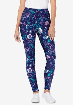Stretch-Cotton Knit Pull-On Printed Leggings