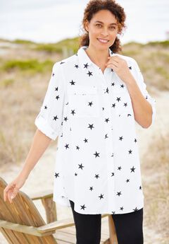 Plus Size Long Sleeve White Shirts