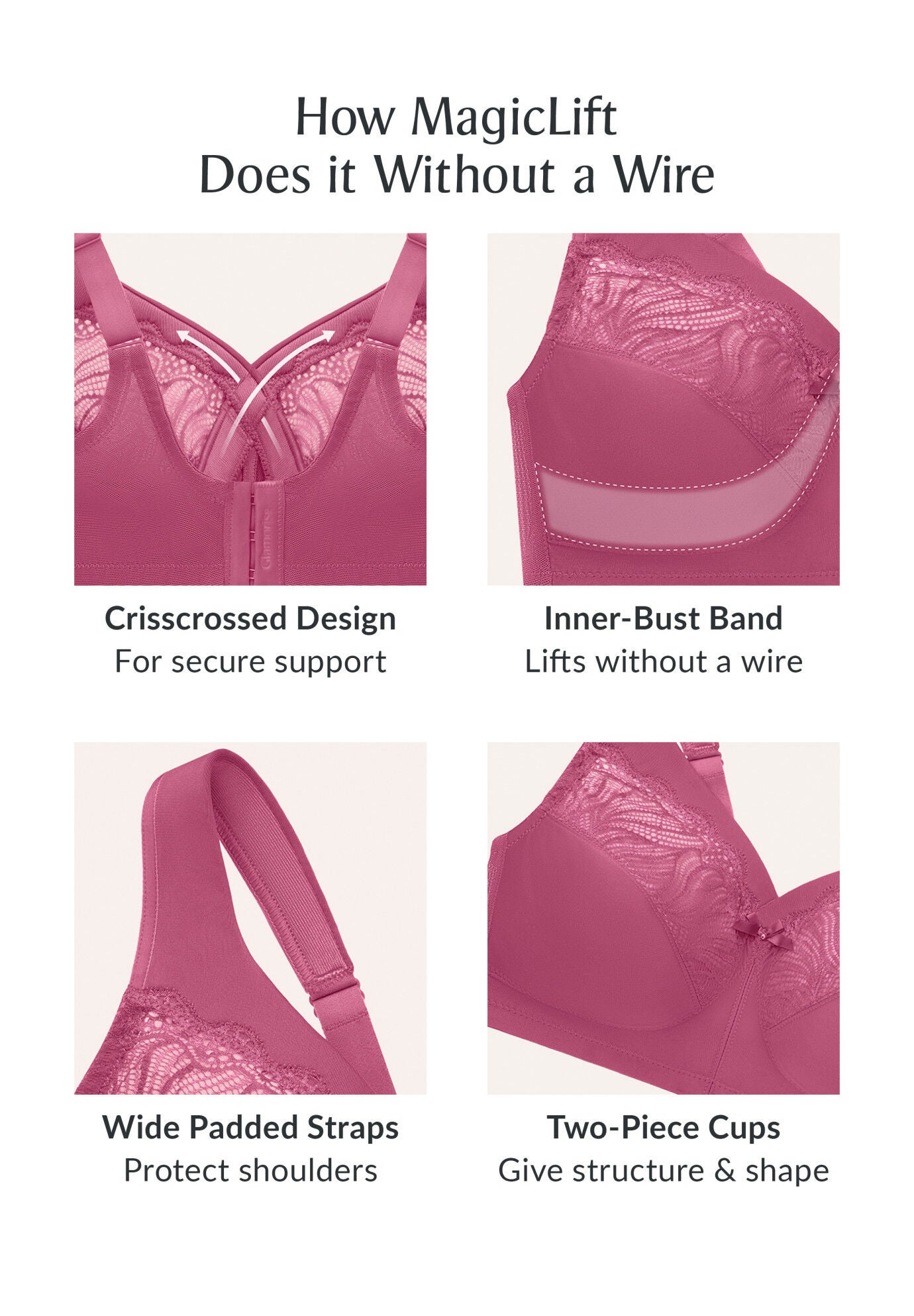 Full Figure Plus Size Magiclift Natural Shape Support Bra Wirefree #1010 Bra, , alternate image number 3