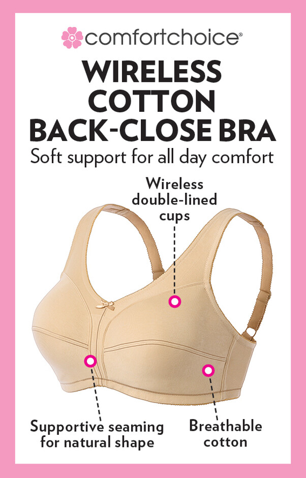  Comfort Choice Womens Plus Size 3-Pack Cotton Wireless Bra -  54 G