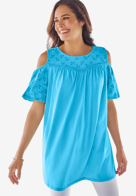 Eyelet Tunic, PARADISE BLUE, hi-res image number null