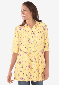 Rayon 7-Day Pintucked Tunic Blouse