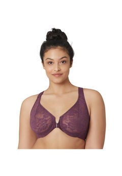 Full Figure Plus Size Lacey T-Back Front-Close WonderWire Bra Underwire 9246