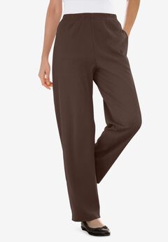 7-Day Knit Ribbed Straight-Leg Pull-On Pants
