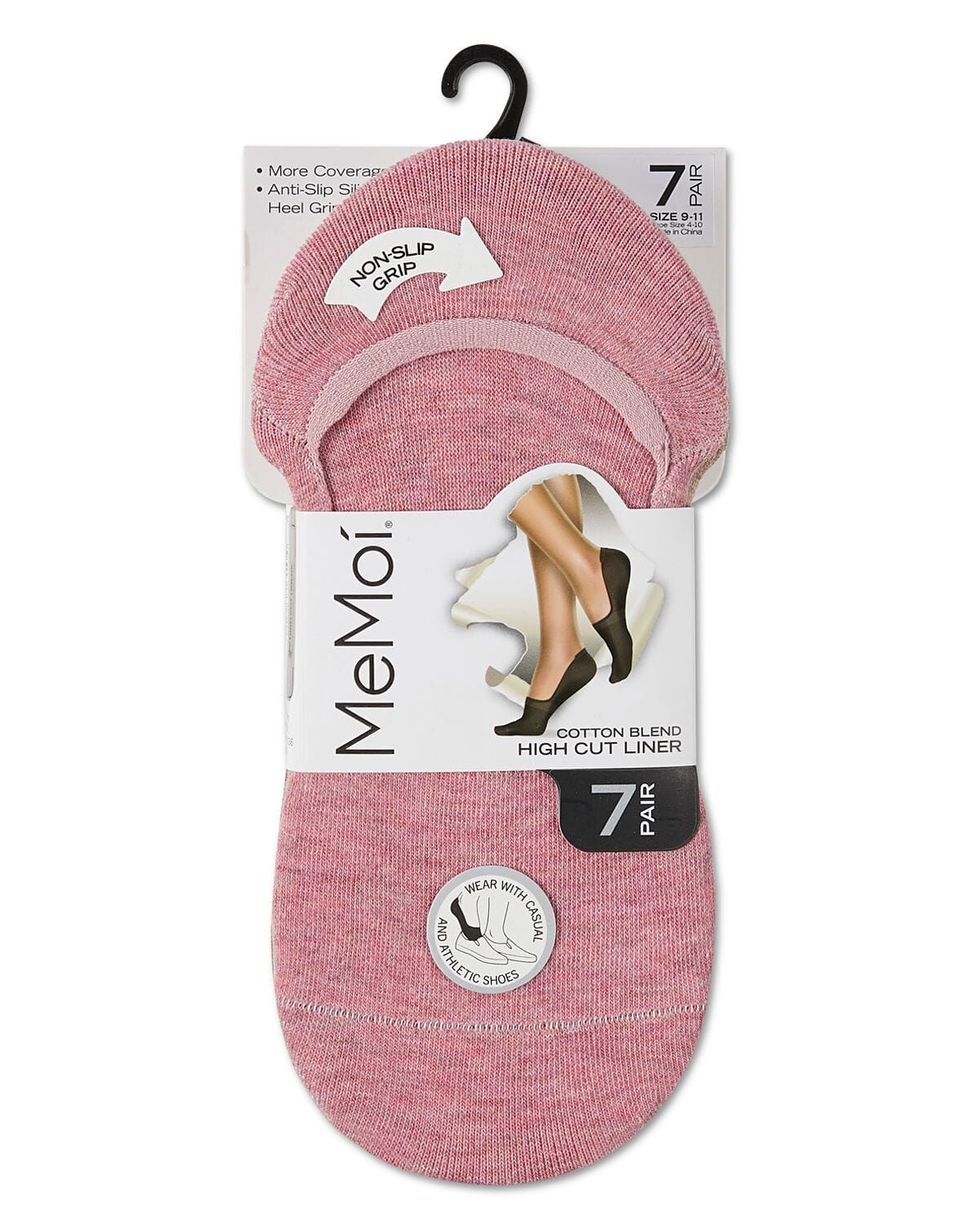 High-Cut Cotton Blend Sneaker Liner 7 Pack, MAUVE, alternate image number 3