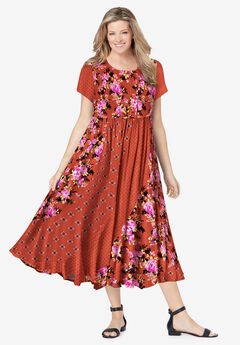 Mixed Print Maxi Dress