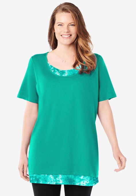 Layered-Look Print Tunic, PRETTY JADE TIE DYE, hi-res image number null