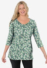 Perfect Printed Three-Quarter Sleeve V-Neck Tee, , alternate image number null