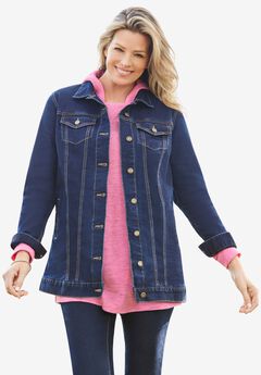 Long Stretch Denim Jean Jacket