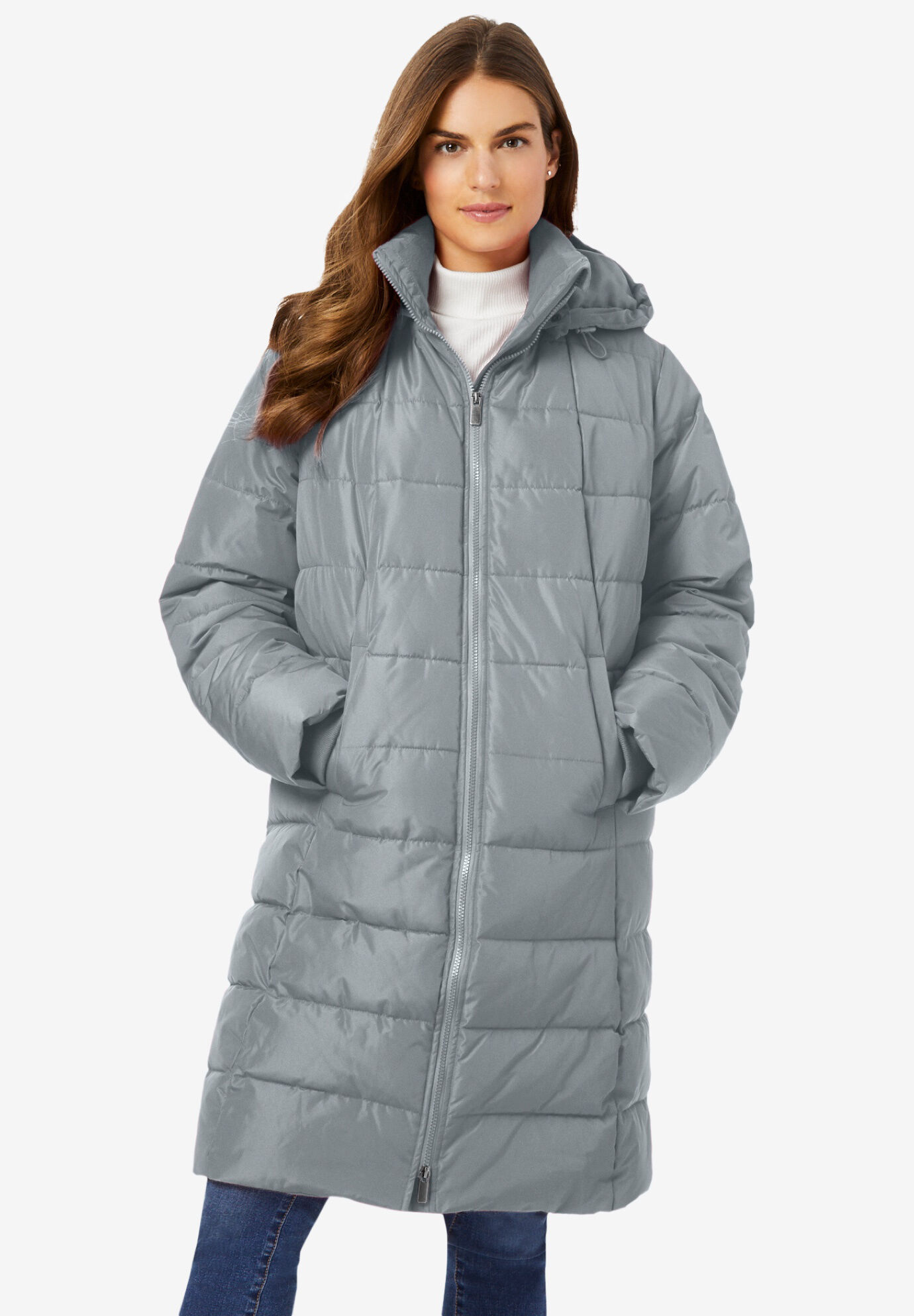 Woman Within Womens Plus Size 3-In-1 Hooded Taslon Jacket 