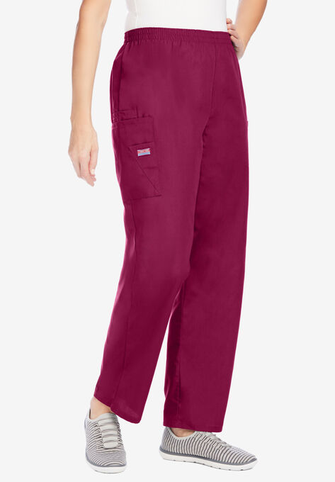 Natural Rise Pull-On Cargo Pant Scrubs, WINE, hi-res image number null