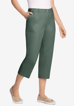 Adjustable Waist Chino Capri