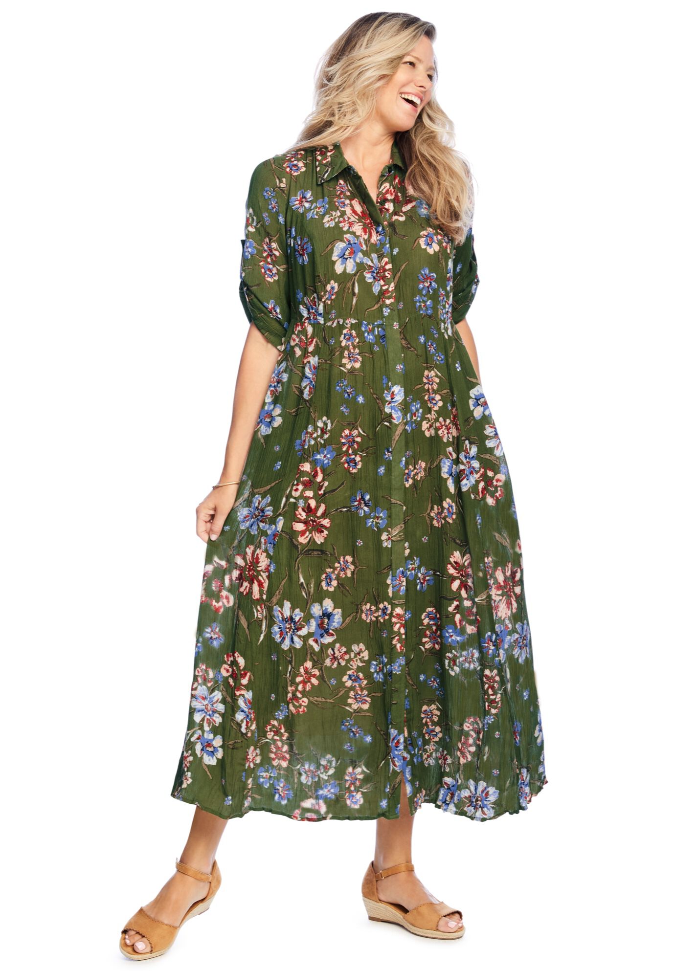 woman within crinkle dress