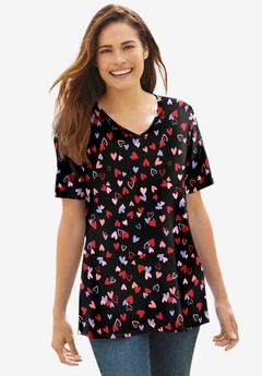 Perfect Printed Short-Sleeve V-Neck Tee