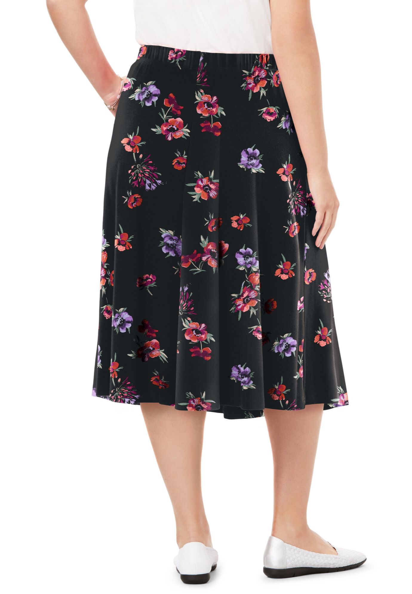 7-Day Knit A-Line Skirt, BLACK MAGNOLIA, on-hover image number 1