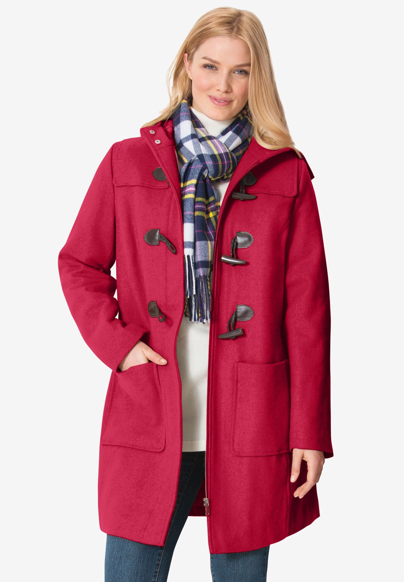 Womens Duffle Toggle Ladies Fleece Jacket Coat 