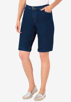 Stretch-Denim Five-Pocket Bermuda Jeans Shorts