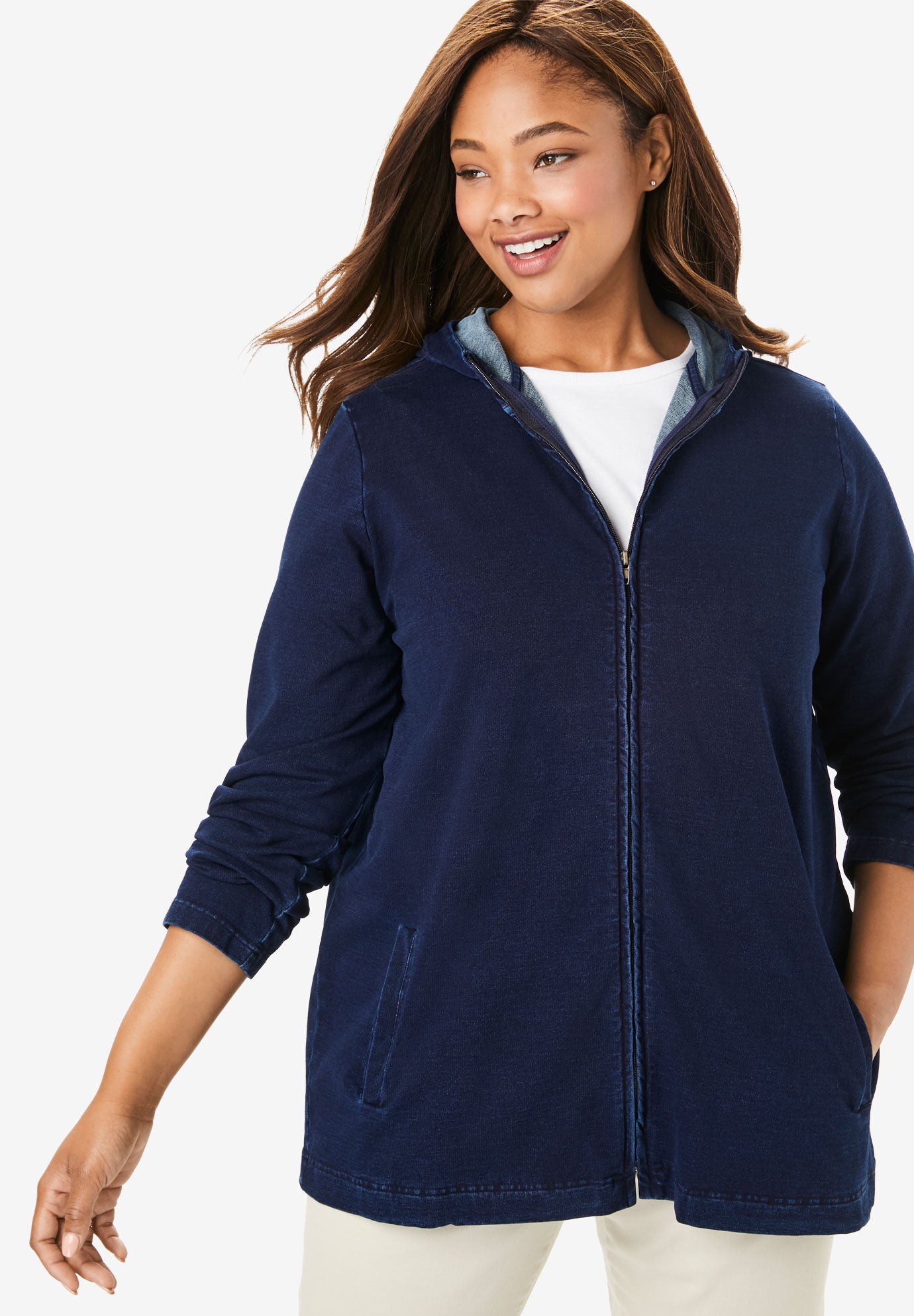 woman within fleece jacket