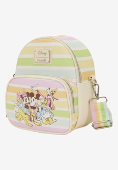 Loungefly Disney Mickey & Friends Mini Backpack & Crossbody Bag Convertible Rainbow Stripes