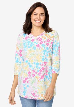 Plus Size V Neck Graphic Tees