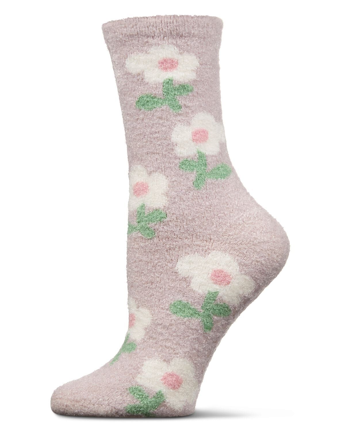 Women&#39;s Flower Aloe Infused Crew Socks, BEIGE, hi-res image number 0