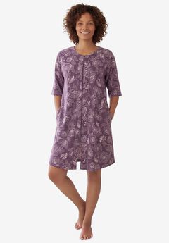 Short French Terry Zip-Front Robe