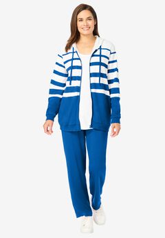 Striped Full Zip Jacket Set